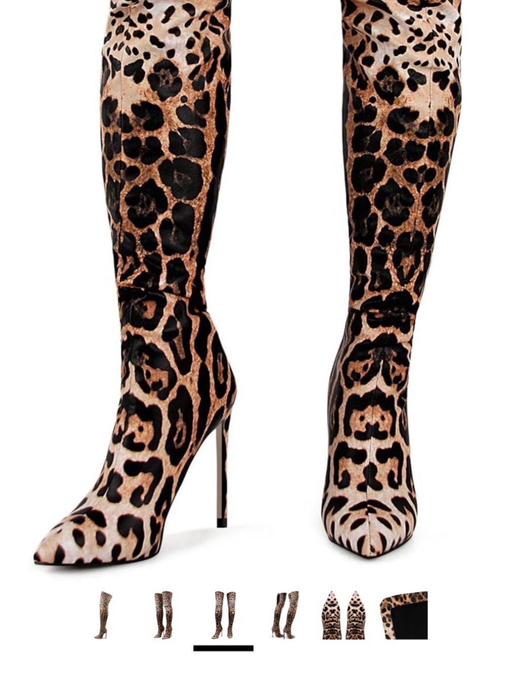 Leopard Print Over-The-Knee Stiletto Boots - Brown Leopard
